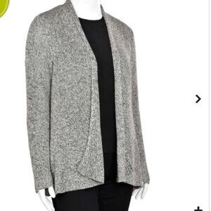Eileen Fisher Black Natural Organic Linen Blend Flutter Cardigan P2P 18"